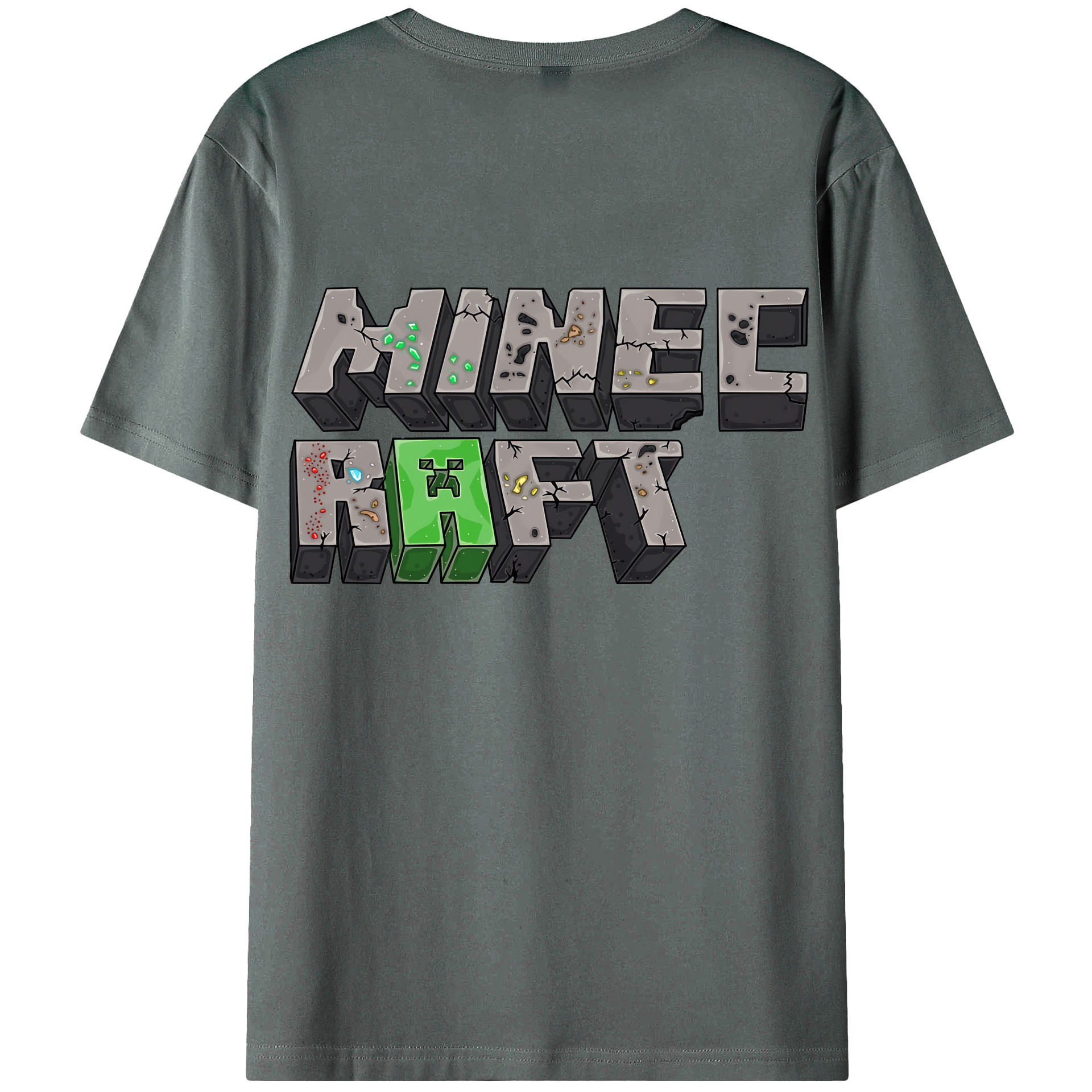 （画像用） マインクラフト ブロックの世界 Minecraft MC Block world 綿100％ メンズ半袖Tシャツ（バックプリント） 通気性